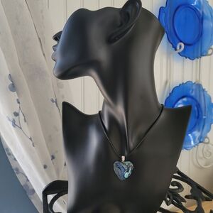 Black and Blue Heart Pendant Necklace